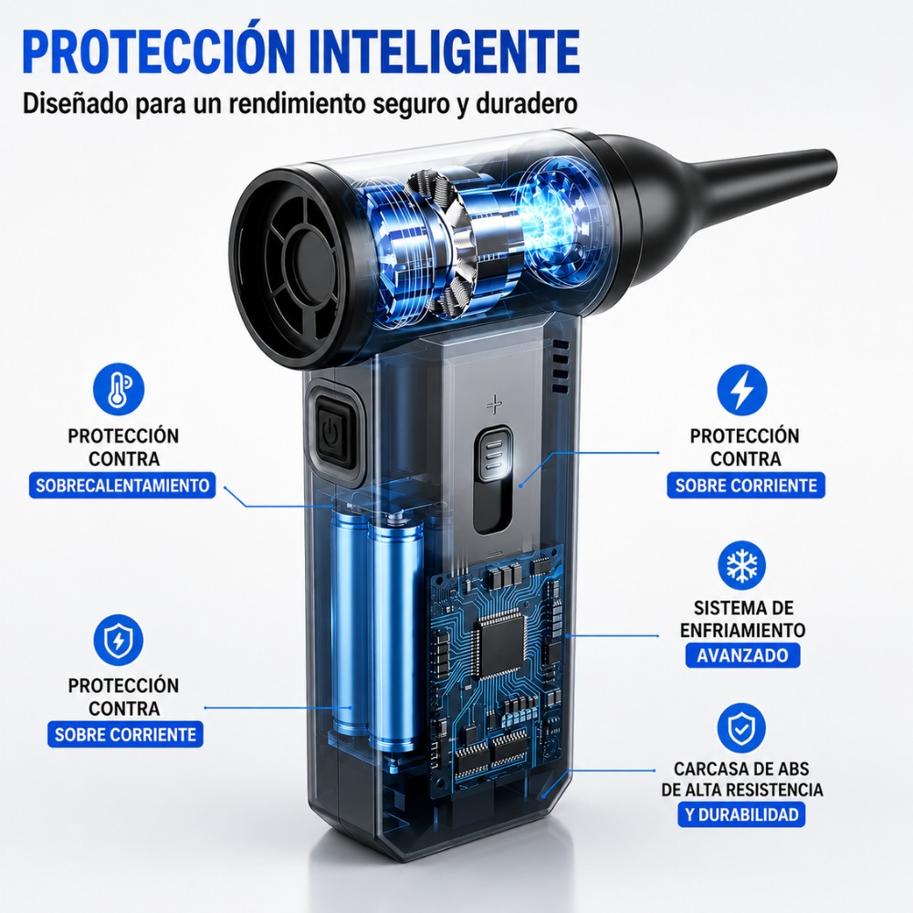 SOPLADOR TURBO 130000 RPM ASPIRADORA 2 EN 1 RECARGABLE - 2