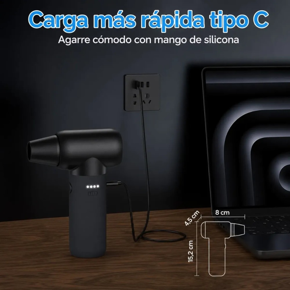 SOPLADOR DE AIRE ELÉCTRICO 180000 RPM 9000MAH RECARGABLE USB - 7