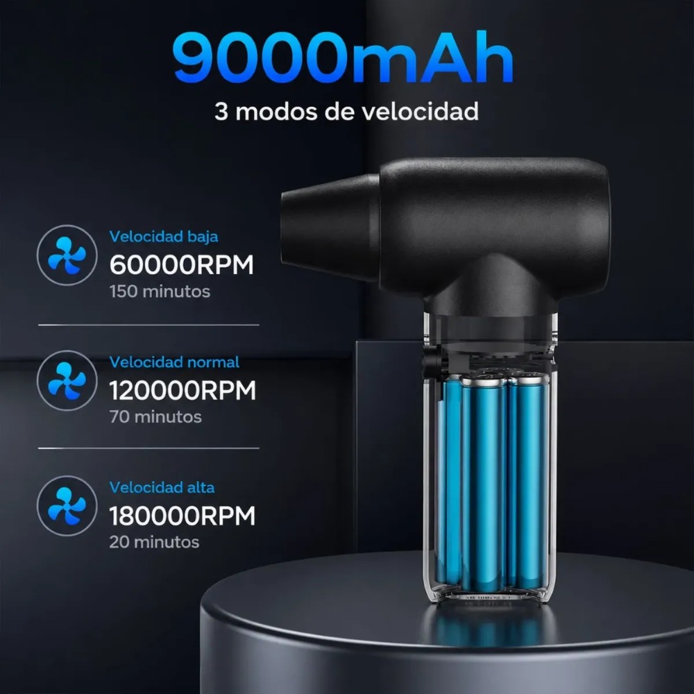 SOPLADOR DE AIRE INALÁMBRICO 180000 RPM 9000MAH RECARGABLE ROSADO - 3