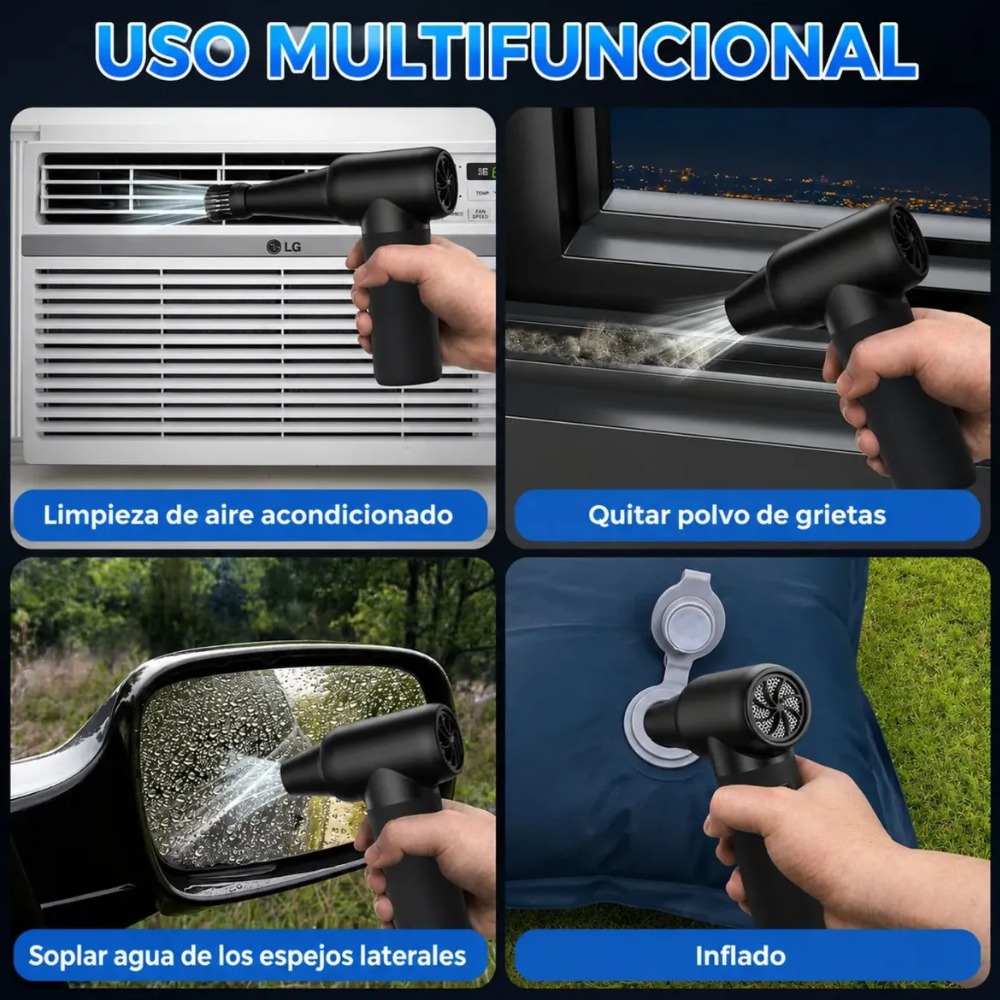 SOPLADOR DE AIRE INALÁMBRICO 180000 RPM 9000MAH RECARGABLE ROSADO - 6