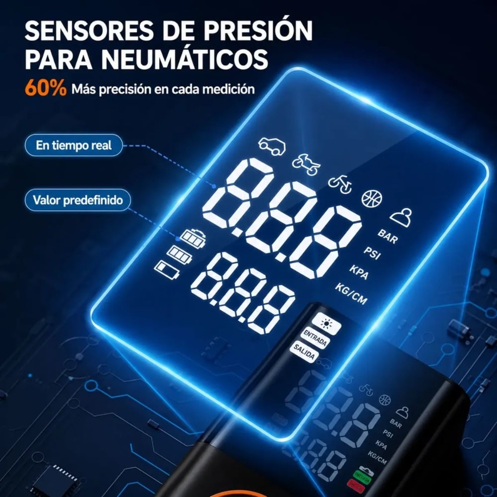 COMPRESOR DE AIRE PORTÁTIL INALÁMBRICO 150 PSI DIGITAL - 5
