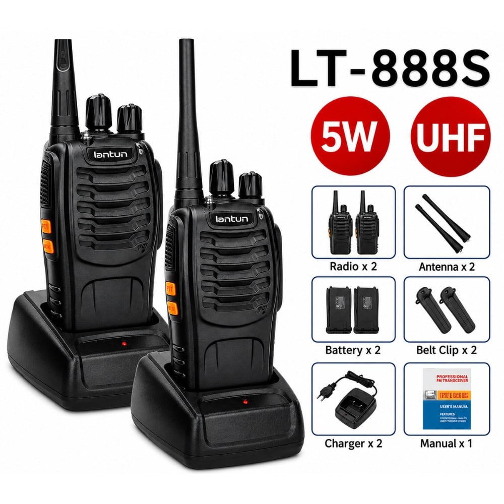 PACK 2 WALKIE TALKIE RADIO COMUNICACIÓN 5 KILÓMETROS LANTUN - 2