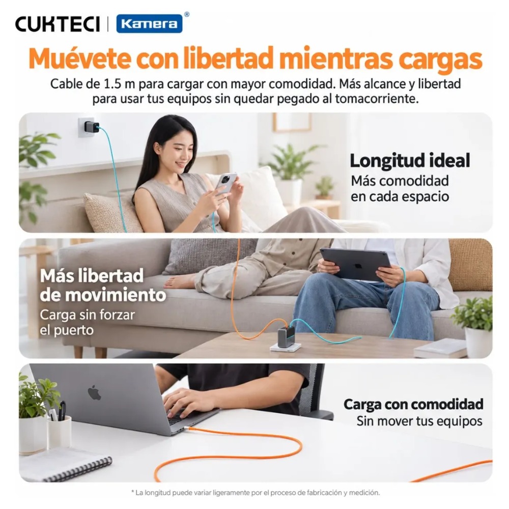 CABLE TIPO C A TIPO C 240W 6A CARGA RÁPIDA 1.5M - 8