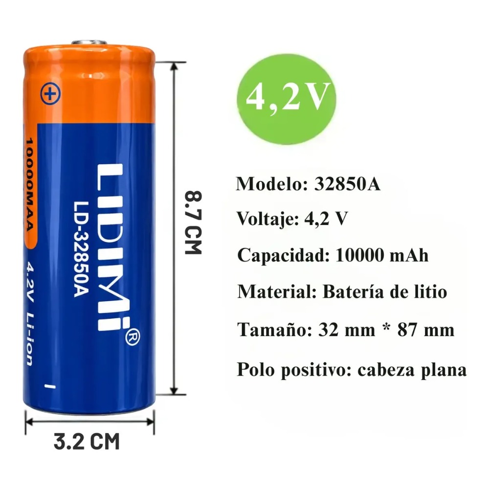 BATERÍA DE LITIO LIDIMI LD-32850A 4.2V 10000MAH LI-ION - 3