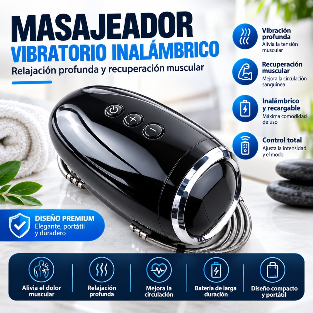 MASAJEADOR ELÉCTRICO DE MANO CON CALOR 2 VELOCIDADES 6 NIVELES - 2