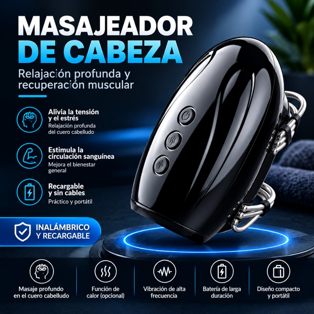 MASAJEADOR ELÉCTRICO DE MANO CON CALOR 2 VELOCIDADES 6 NIVELES - 5