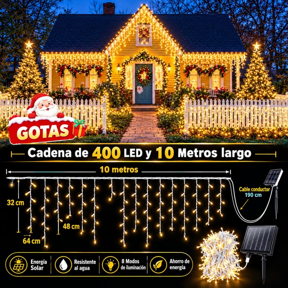 LUCES DE NAVIDAD CASCADA 400 LED 10 METROS - 3