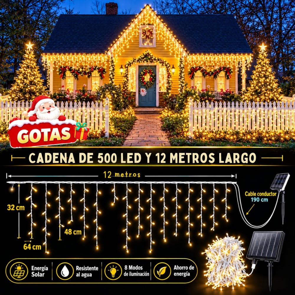 LUCES DE NAVIDAD CASCADA 500 LED 12 METROS - 2