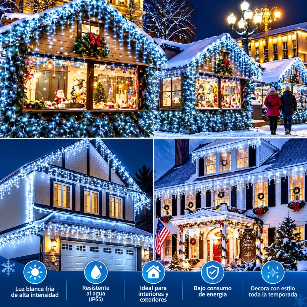 LUCES DE NAVIDAD CASCADA 500 LED 12 METROS BLANCO - 3