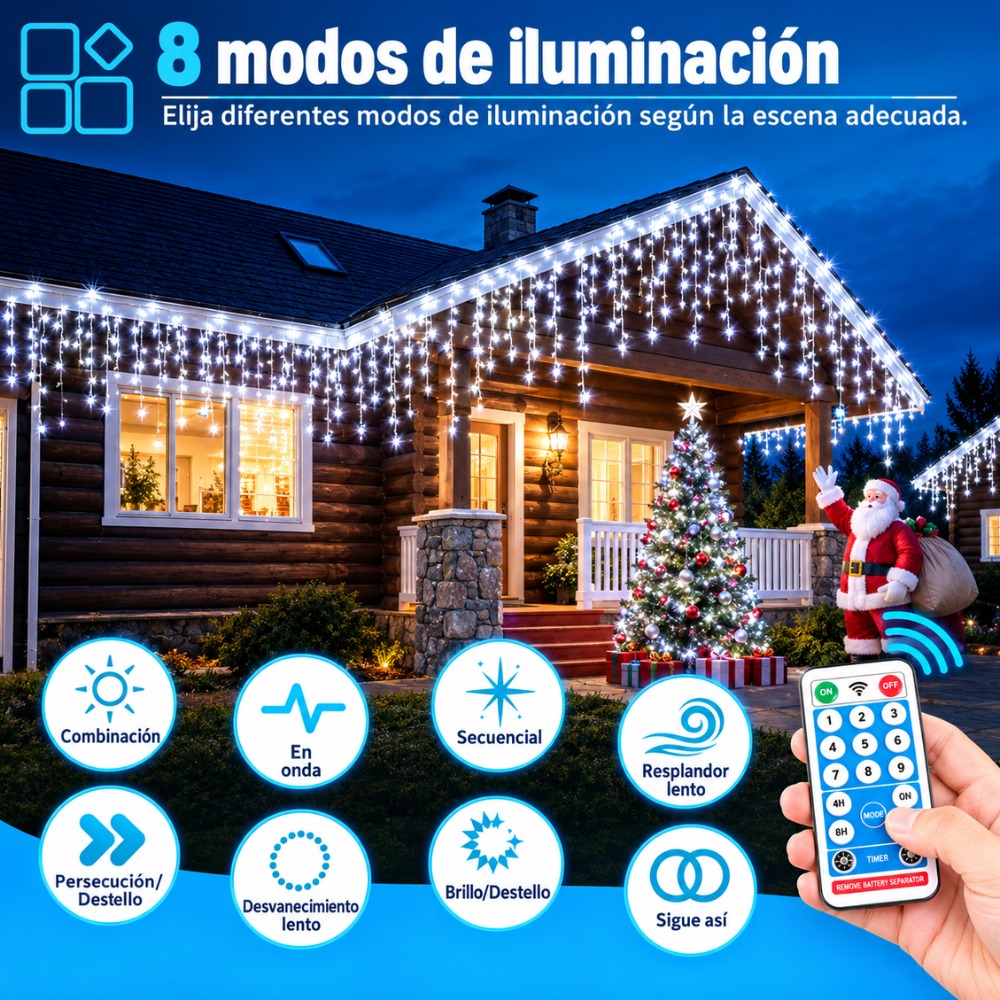 LUCES DE NAVIDAD CASCADA 500 LED 12 METROS BLANCO - 4