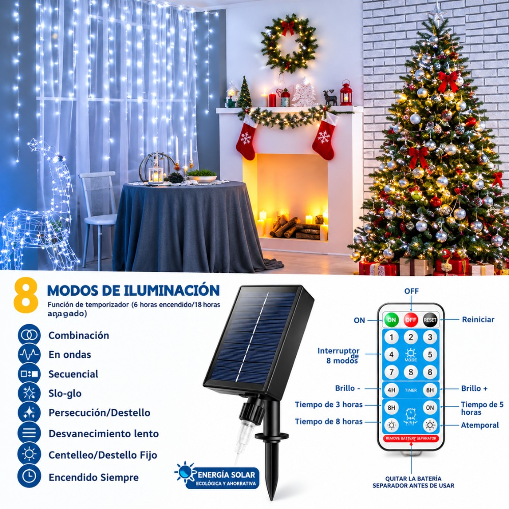 LUCES DE NAVIDAD CASCADA 500 LED 12 METROS BLANCO - 8