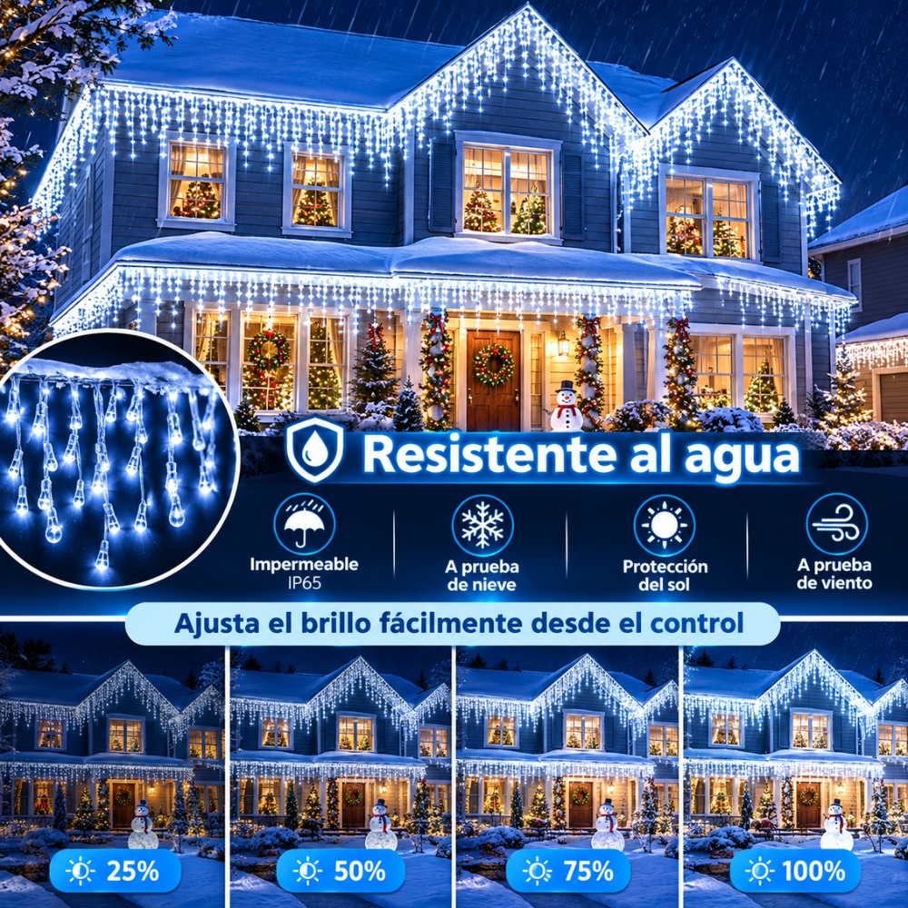 LUCES DE NAVIDAD CASCADA 600 LED 18 METROS BLANCO - 6