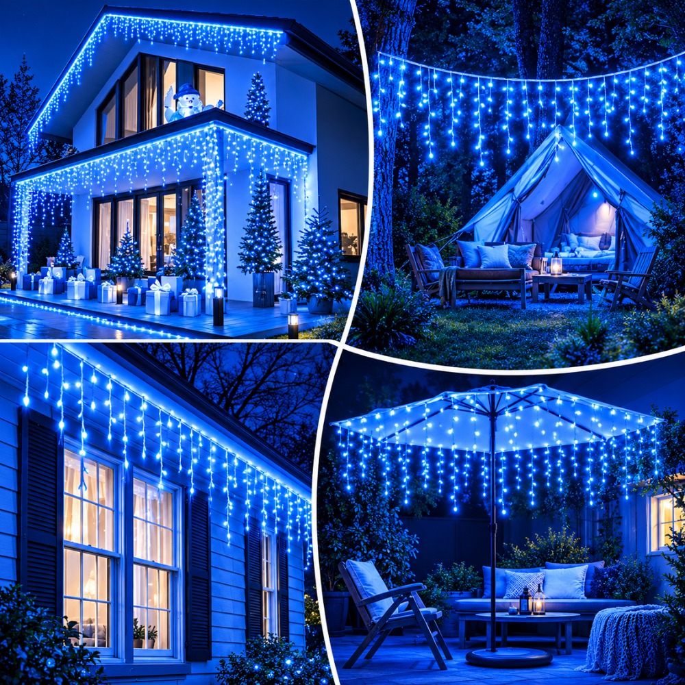 LUCES DE NAVIDAD CASCADA 500 LED 12 METROS AZUL - 3