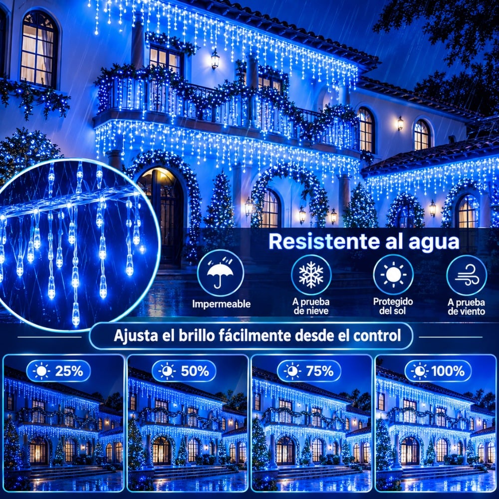 LUCES DE NAVIDAD CASCADA 500 LED 12 METROS AZUL - 4