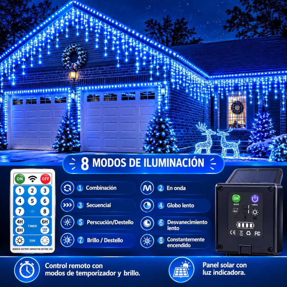 LUCES DE NAVIDAD CASCADA 500 LED 12 METROS AZUL - 5