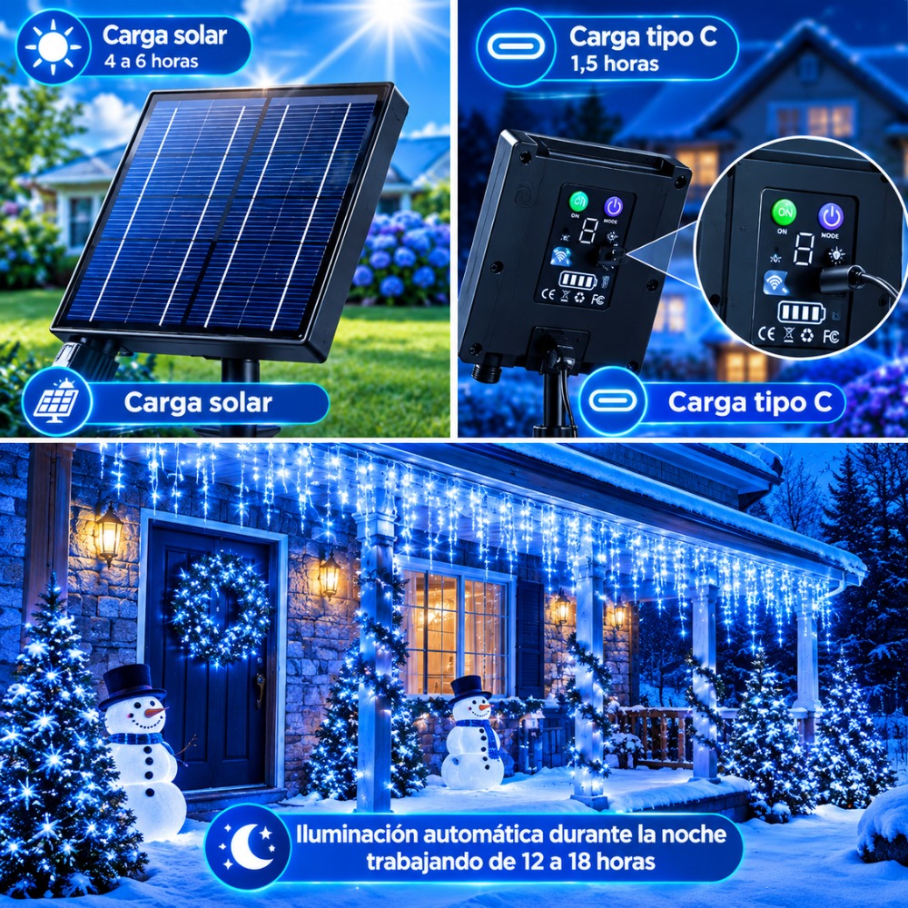 LUCES DE NAVIDAD CASCADA 500 LED 12 METROS AZUL - 6