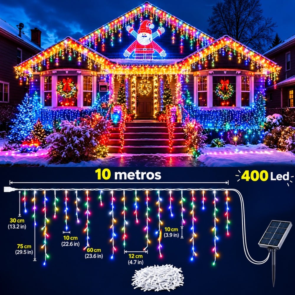 LUCES DE NAVIDAD CASCADA 400 LED 10 METROS MULTICOLOR - 3