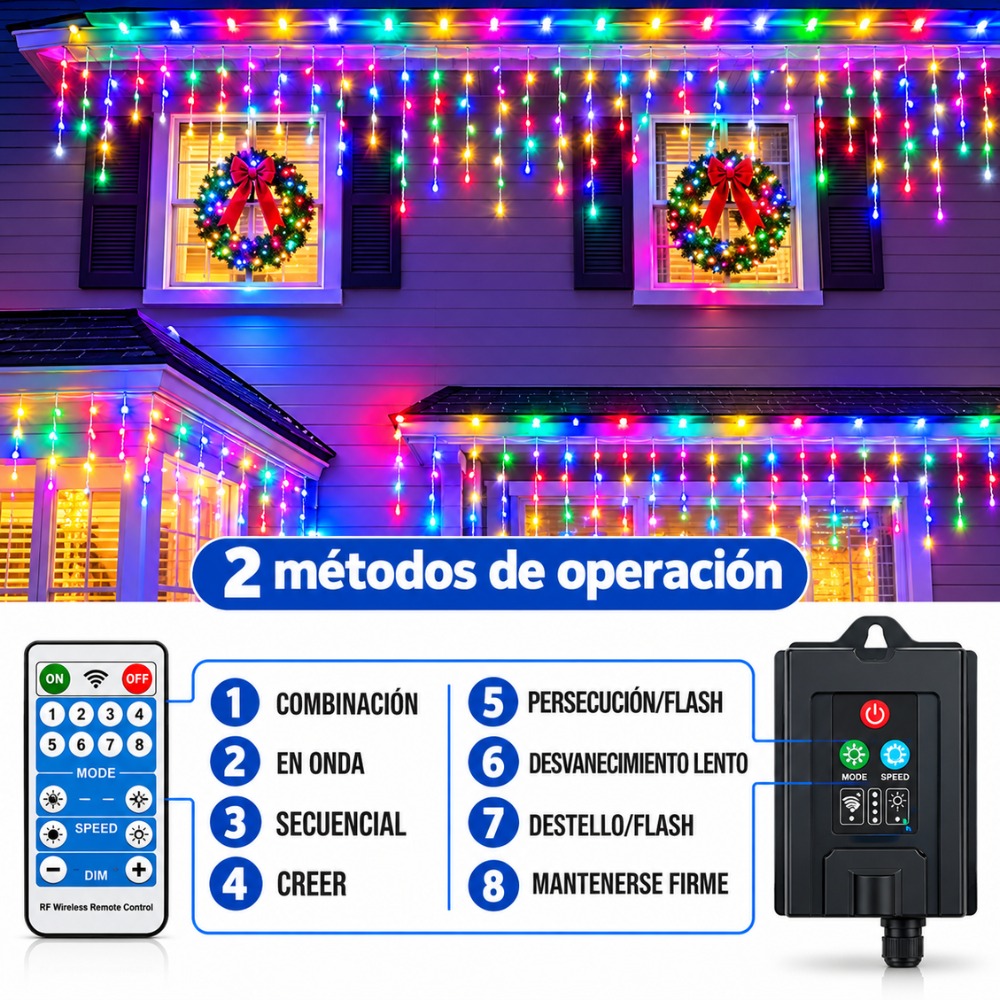 LUCES DE NAVIDAD CASCADA 400 LED 10 METROS MULTICOLOR - 4
