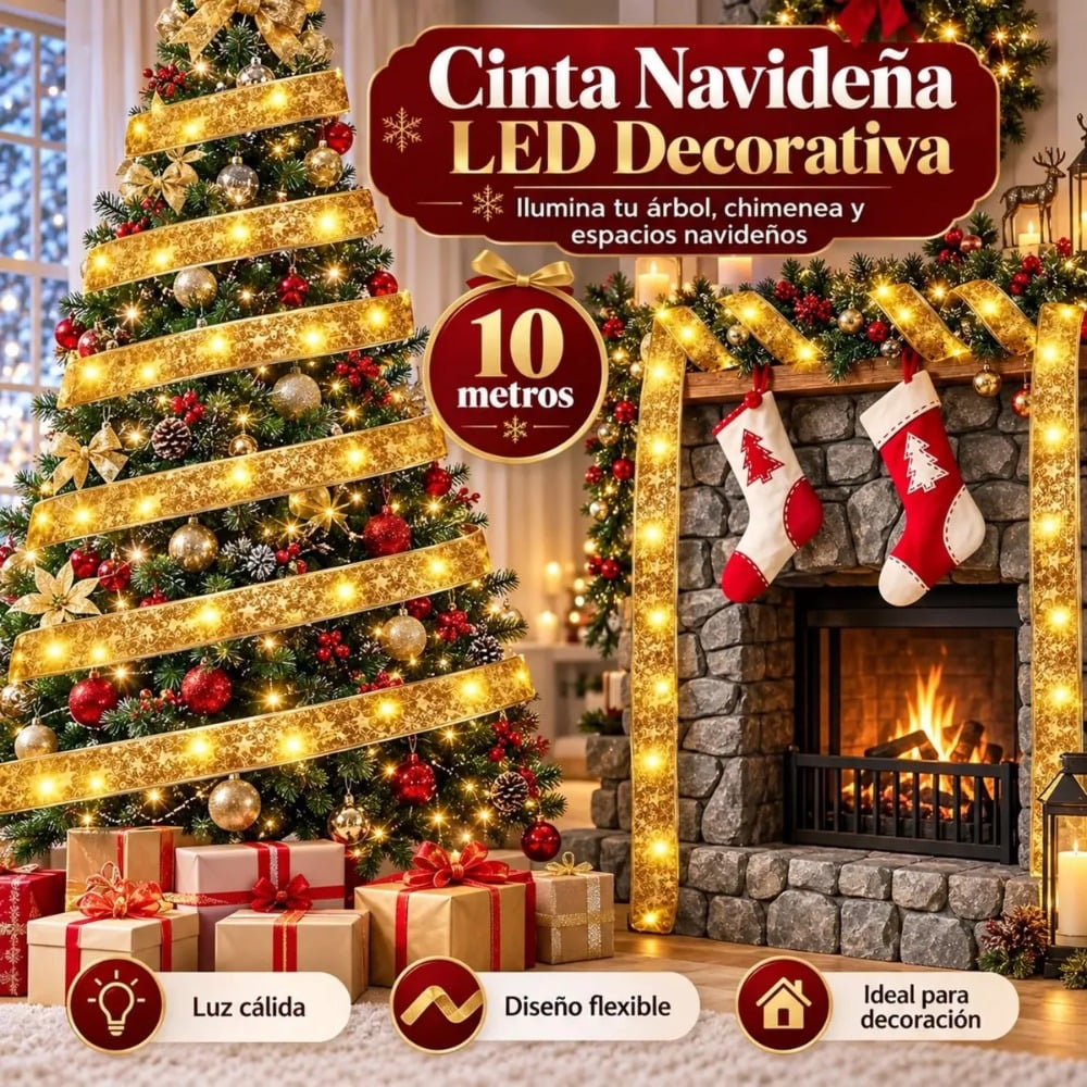 CINTA LED NAVIDEÑA 10M LUZ CÁLIDA USB 5V 8 MODOS - 4