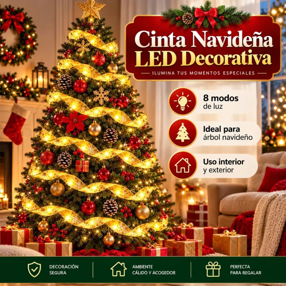CINTA LED NAVIDEÑA 10M LUZ CÁLIDA USB 5V 8 MODOS - 5