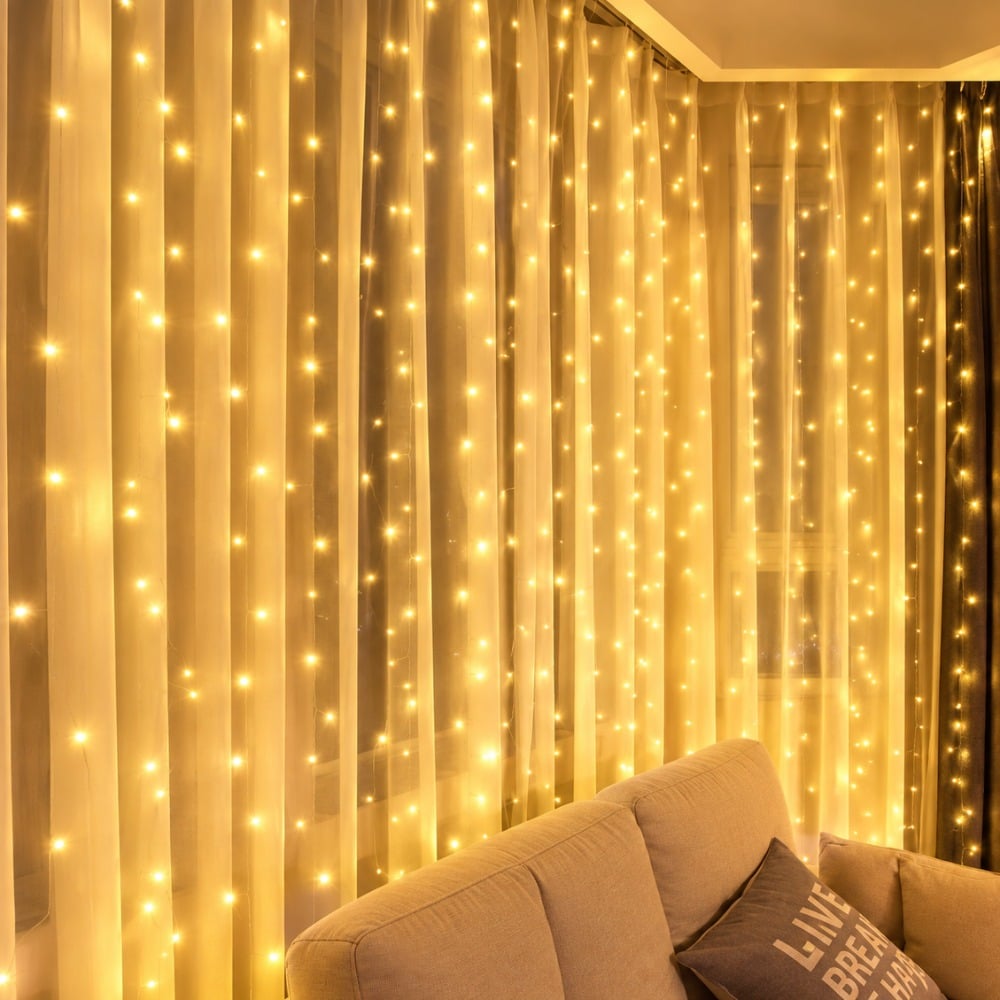 CORTINA DE LUCES 300 LED NAVIDAD 3X3 METROS AMARILLO CALIDA - 4