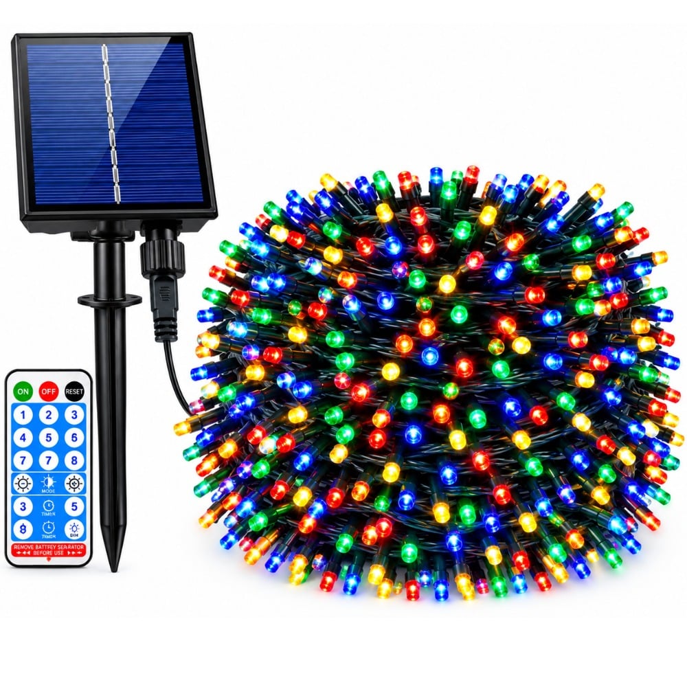 LUCES NAVIDEÑAS SOLARES 9 METROS CON CONTROL Y 100 LED - 1