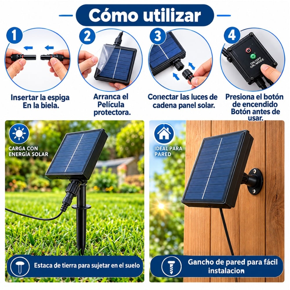 LUCES NAVIDEÑAS SOLARES 9 METROS CON CONTROL Y 100 LED - 2
