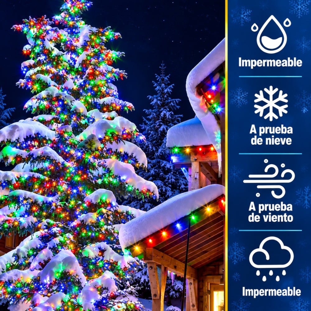 LUCES NAVIDEÑAS SOLARES 9 METROS CON CONTROL Y 100 LED - 5