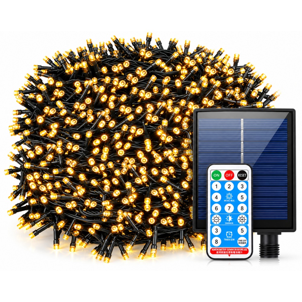 LUCES DE NAVIDAD SOLARES RECARGABLES 33M 500 LED ANARILLO - 1