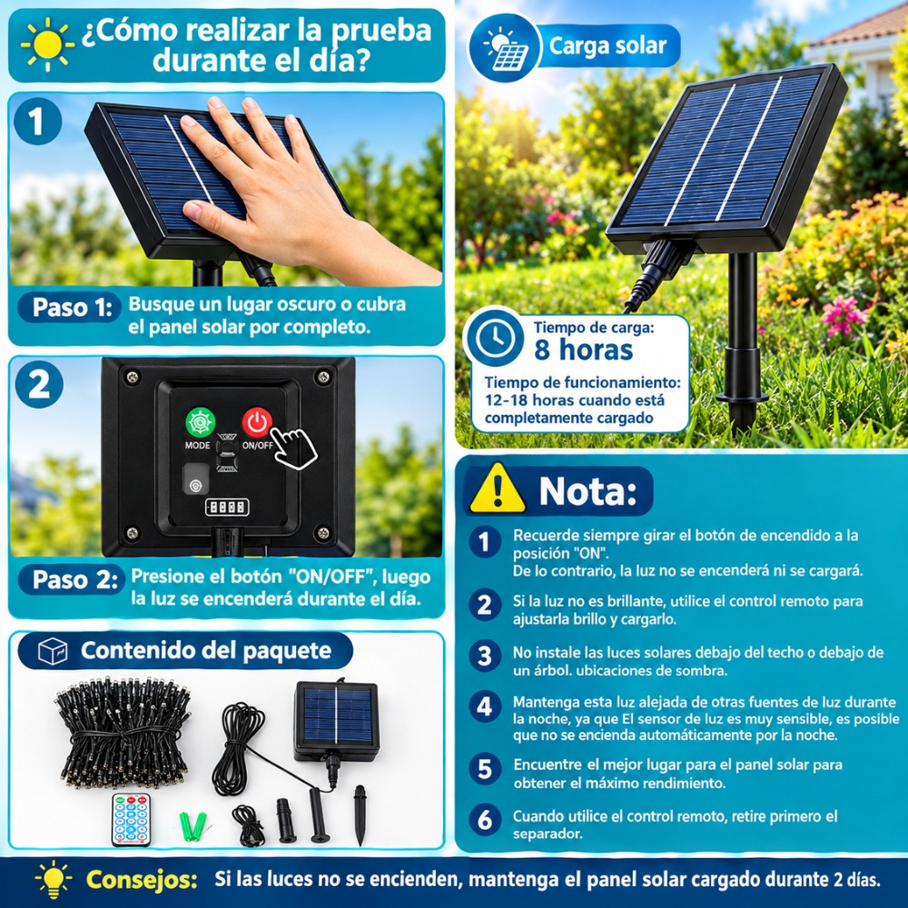 LUCES DE NAVIDAD SOLARES RECARGABLES 33M 500 LED ANARILLO - 6