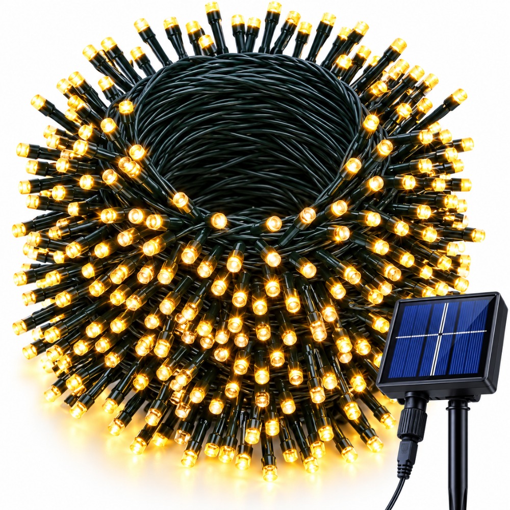 LUCES NAVIDEÑAS SOLARES 9 METROS CON CONTROL Y 100 LED AMARILLO - 1