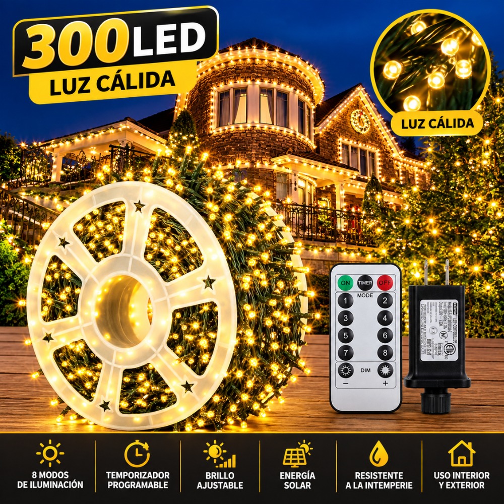 LUCES NAVIDEÑAS LINEAL EMPAVONADO 50 METROS - 1
