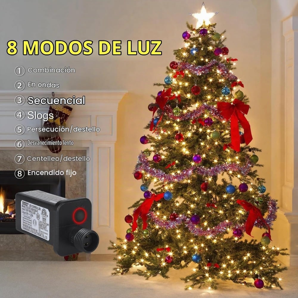 LUCES NAVIDEÑAS LINEAL EMPAVONADO 50 METROS - 4