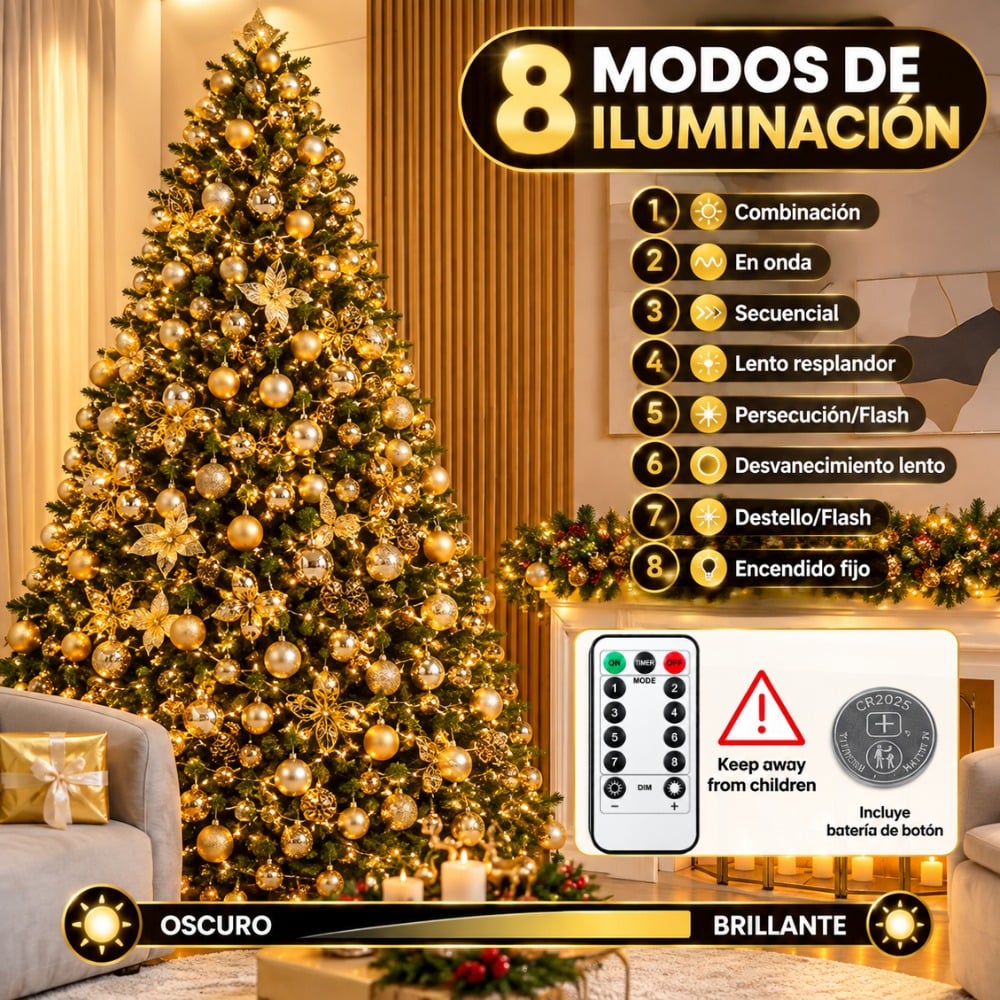 LUCES NAVIDEÑAS HADA ESPIGA 100 MT CON CONTROLADOR 2000 LED - 5