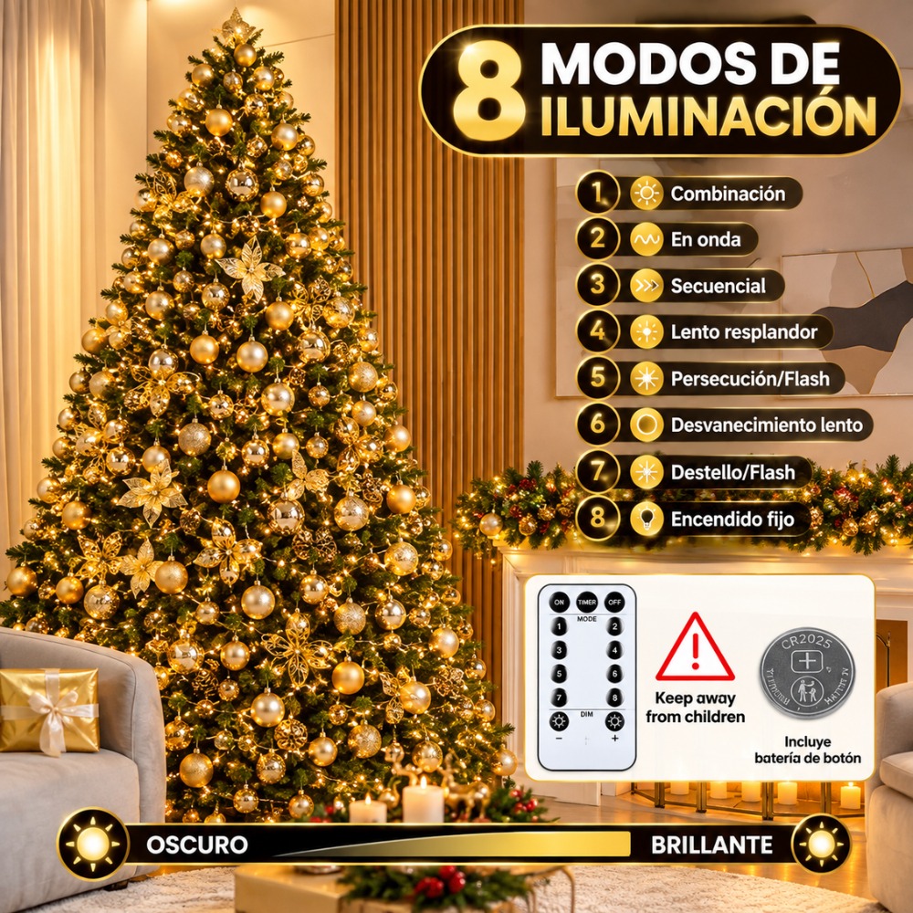 LUCES NAVIDEÑAS HADA ESPIGA 50 METROS CON CONTROL 1000 LED - 6