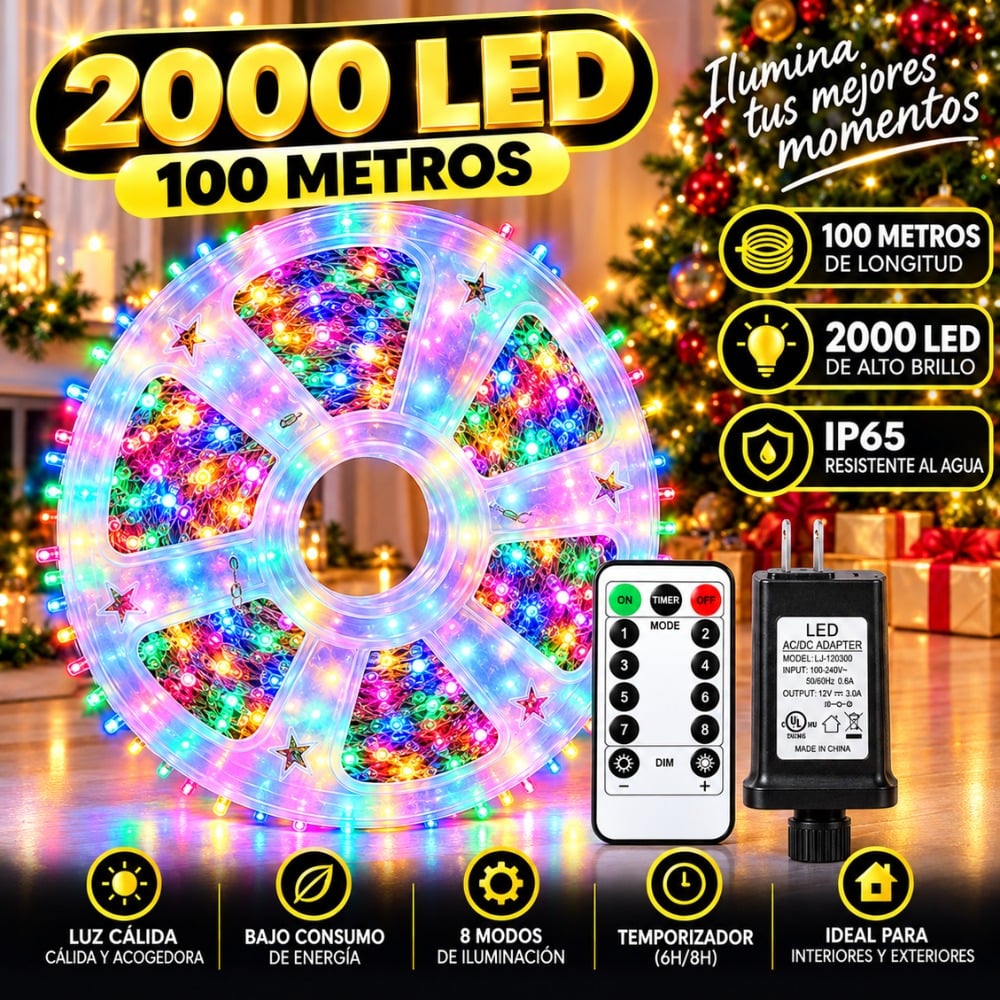 LUCES NAVIDEÑAS HADA ESPIGA 100M CONTROL 2000LED MULTICOLOR - 2