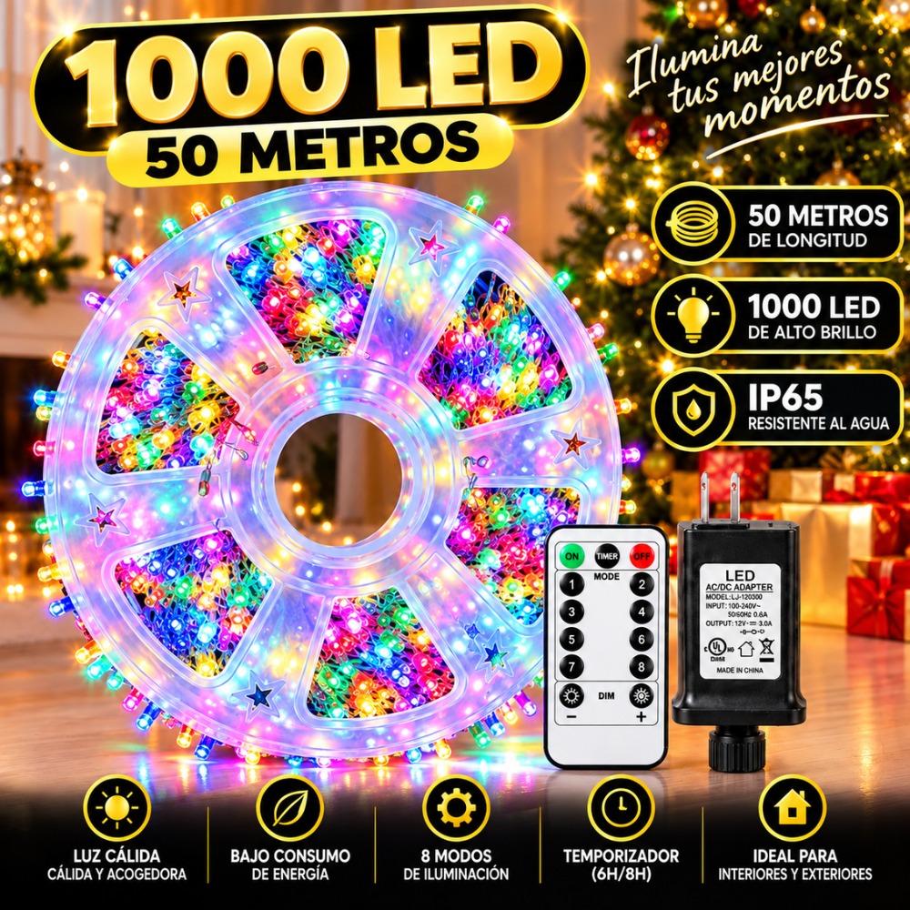 LUCES NAVIDEÑAS HADA ESPIGA 50 MT CONTROL 500LED MULTICOLOR - 1