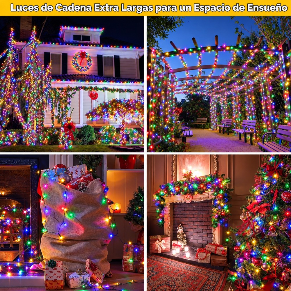 LUCES NAVIDEÑAS LINEAL EMPAVONADO 50 METROS MULTICOLOR - 6