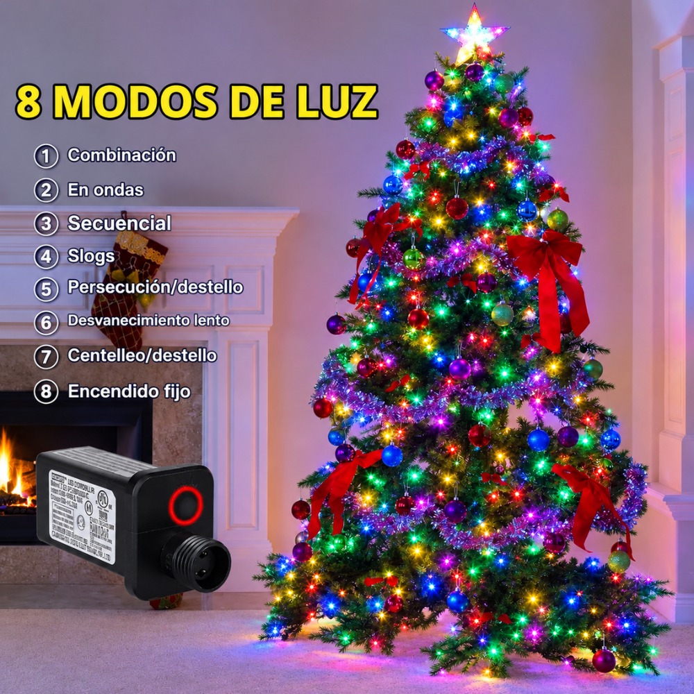 LUCES NAVIDEÑAS LINEAL EMPAVONADO 50 METROS MULTICOLOR - 7