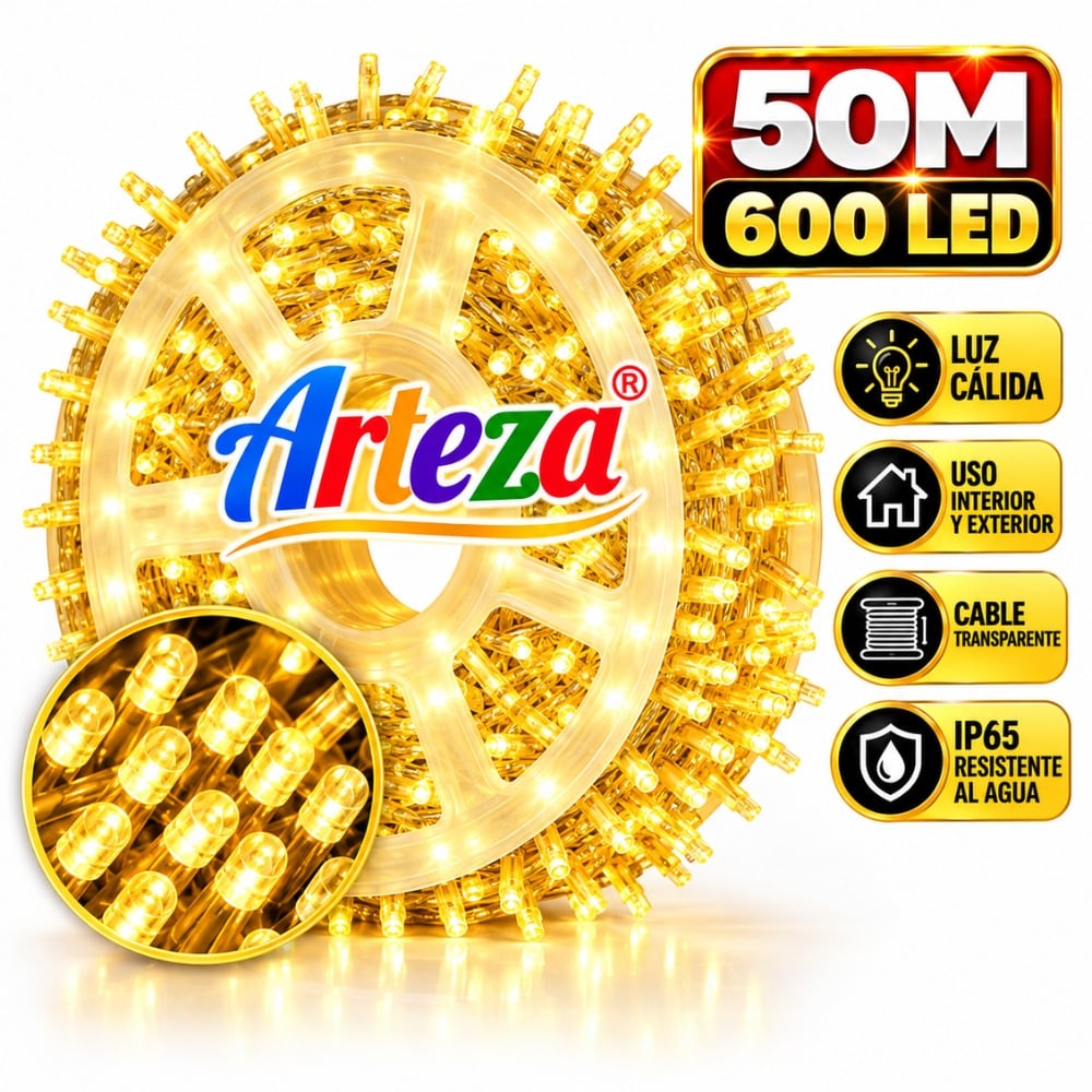 LUCES DE NAVIDAD 50M 600 LED CÁLIDAS MUSICAL CARRETE LINEAL - 1