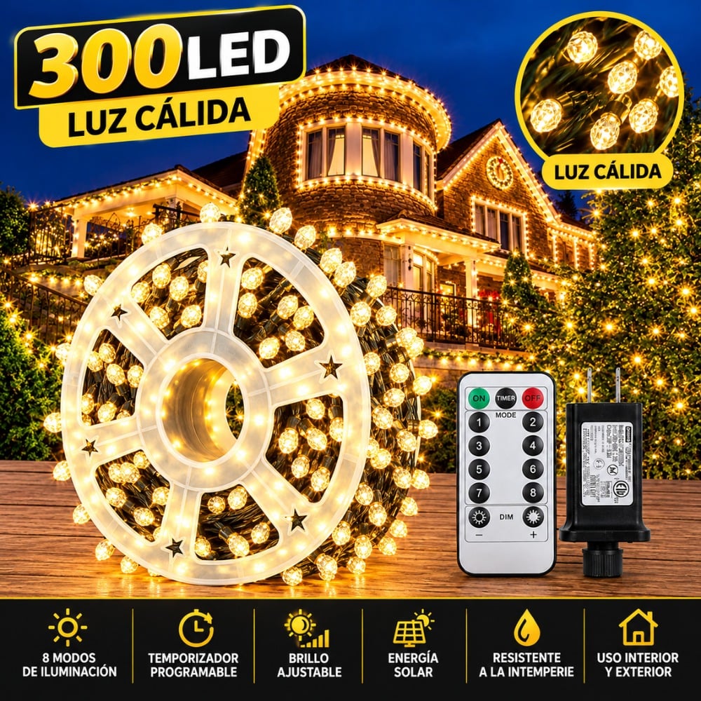 LUCES NAVIDEÑAS MODELO DIAMANTE 50 METROS 300 LED - 4