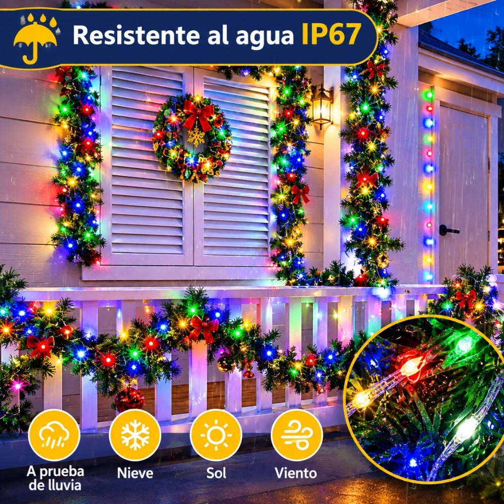 LUCES DE NAVIDAD MULTICOLOR 100 METROS 1000 LED 8 MODOS - 5
