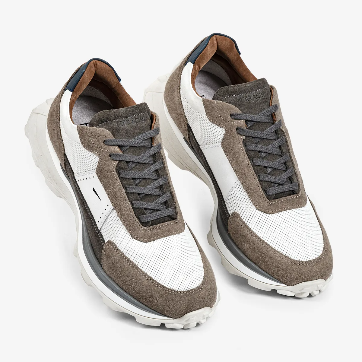 ZAPATILLA URBANA DE CUERO HOMBRE MID MARRON - BLANCO 9436-718C - 3