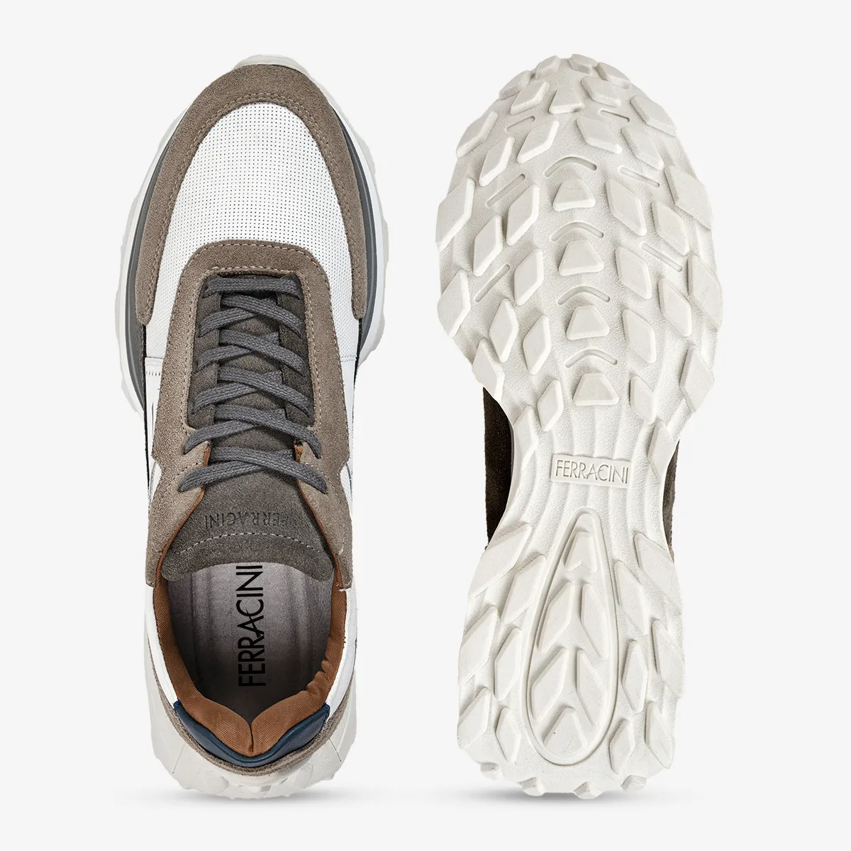 ZAPATILLA URBANA DE CUERO HOMBRE MID MARRON - BLANCO 9436-718C - 4
