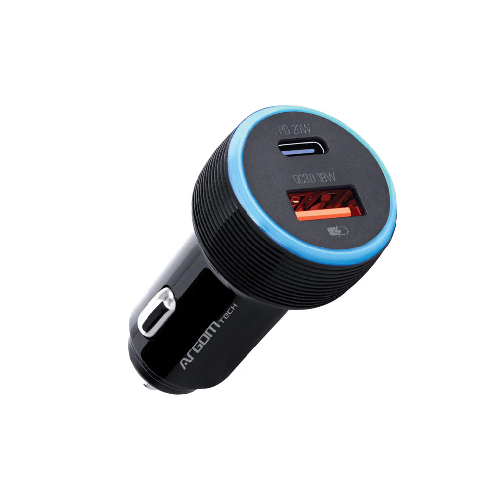 CARGADOR DUAL PARA AUTO TIPO C - USB FORCE C1 36W - 1