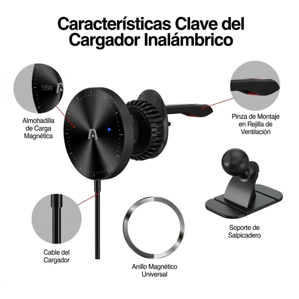 SOPORTE DE CARGA INALAMBRICA PARA AUTO M4 - 3