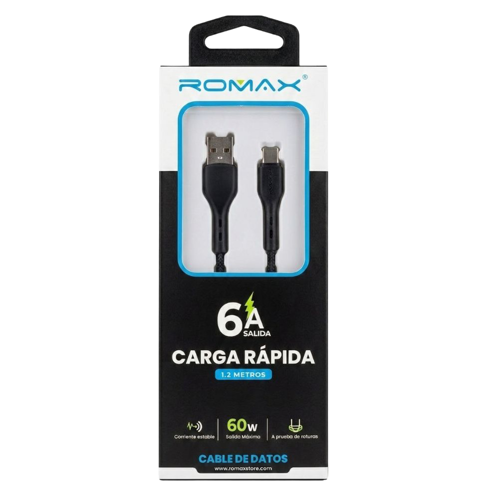 CABLE 6A TIPO USB-A A USB-C 60W 1.2 MTS - 2