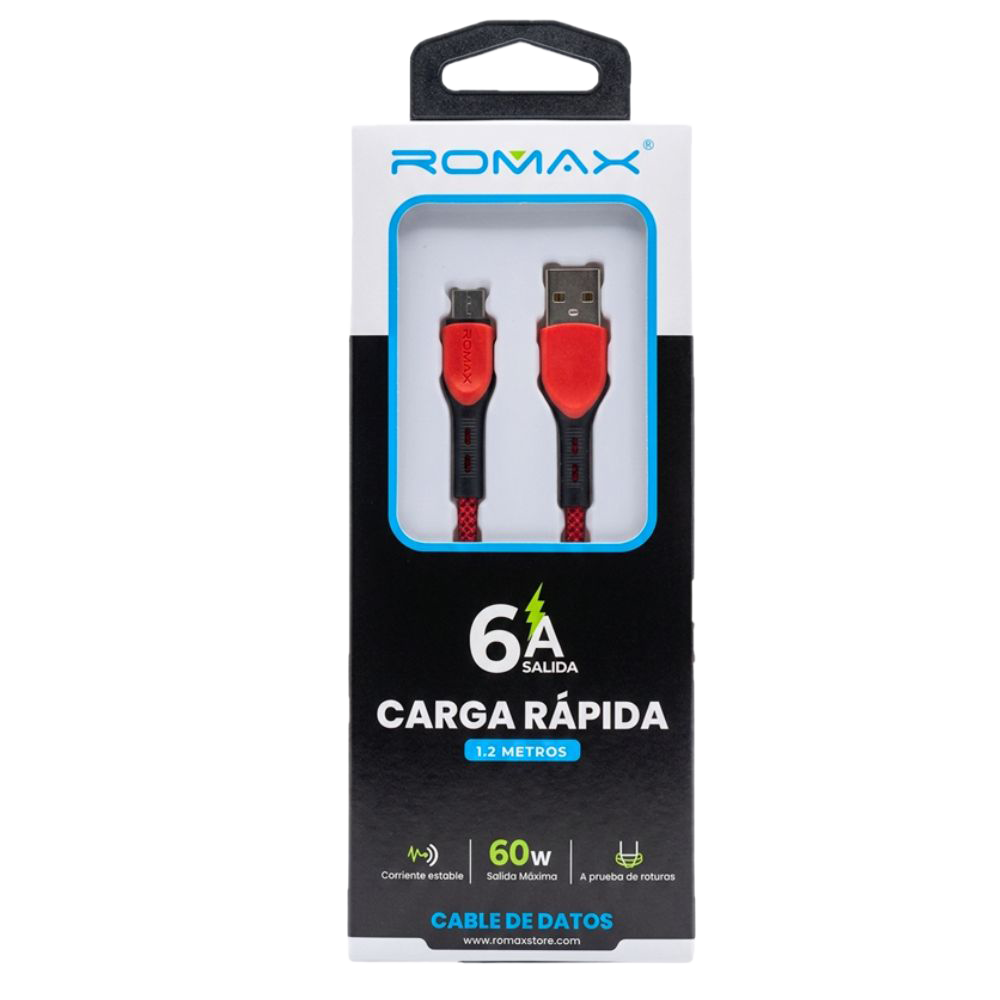 CABLE 6A TIPO USB-A A USB-C 60W 1.2 MTS - 2