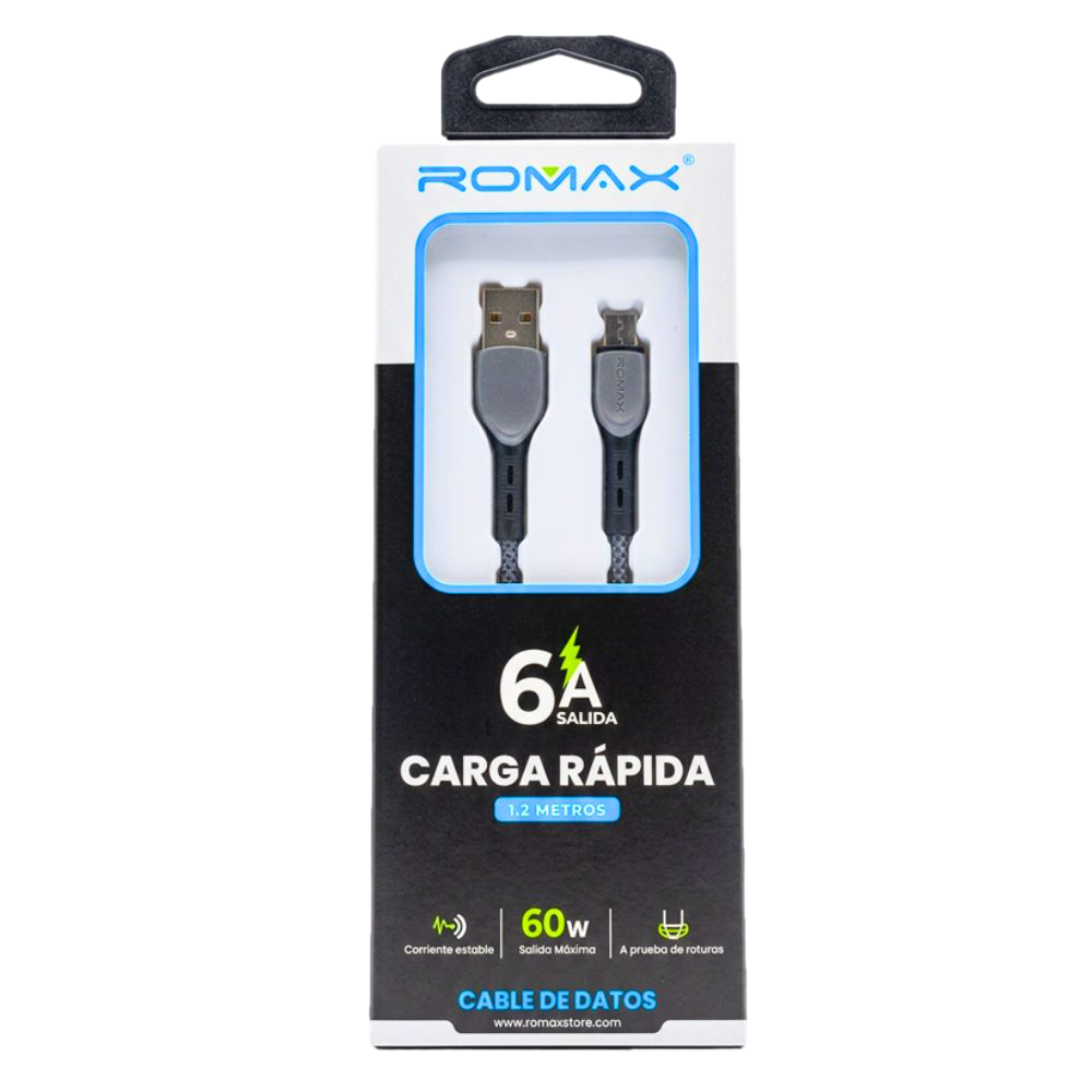 CABLE 6A TIPO USB-A A USB-C 60W 1.2 MTS - 2