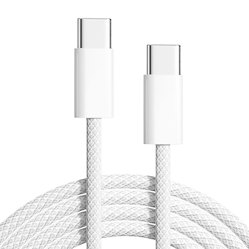 CABLE TIPO C-C TRENZADO DE 240W - 2 MTS BLANCO MAC - 1